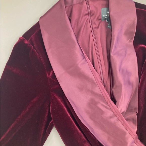 Adrianna Pepell Long Sleeve Velvet Tuxedo Faux Wrap Dress size 18W in Maroon - Picture 5 of 13